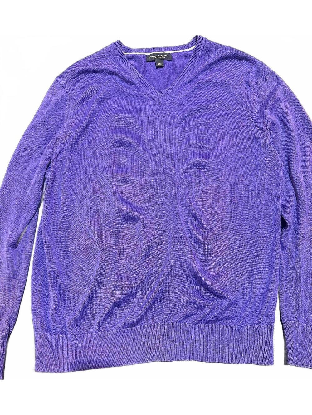 Banana Republic Silk Cashmere Purple V-Neck Sweater
